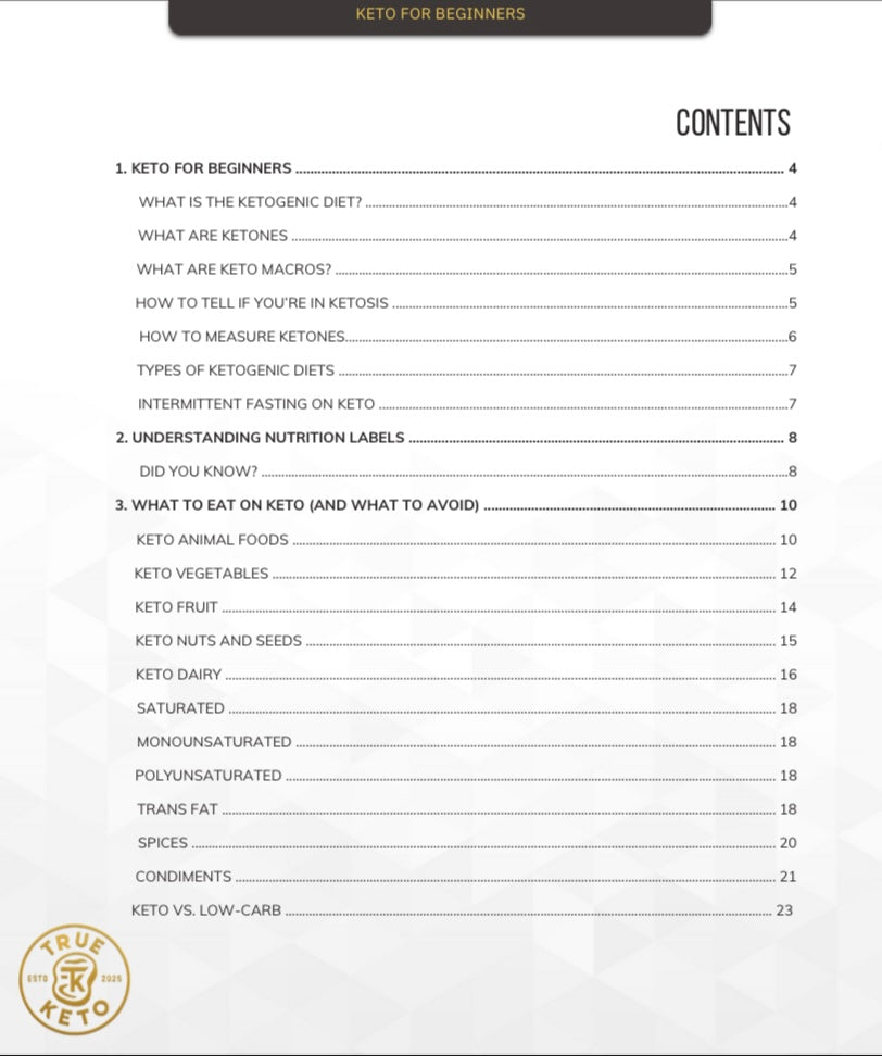 True Keto Starter Guide:              Introduction to the Real Keto Lifestyle